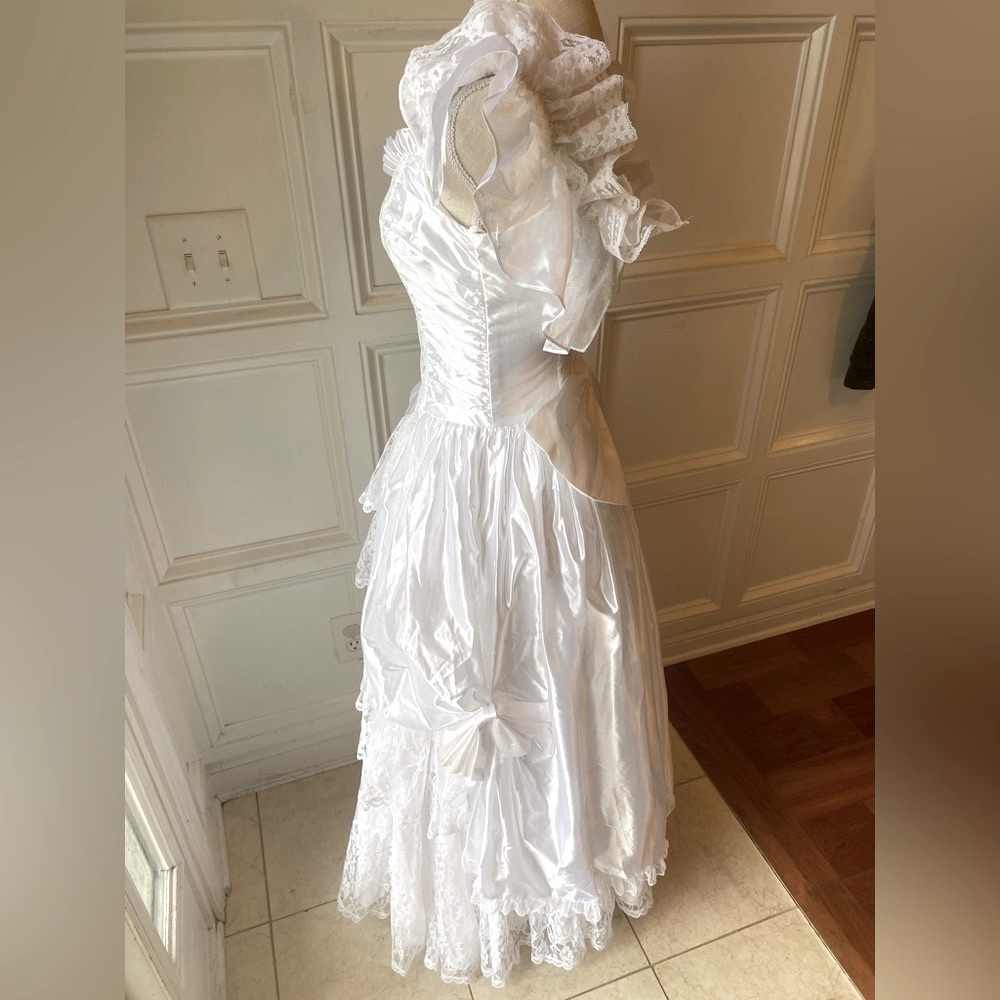 VINTAGE 1980S GUNNE SAX 5/6 XS JESSICA MCCLINTOCK FORMAL WEDDING GOWN LACE SATIN - Picture 6 of 12